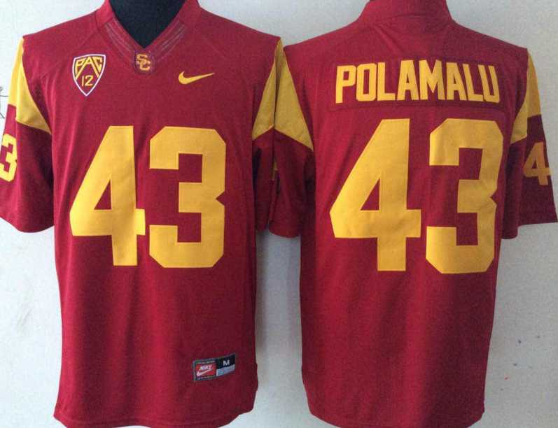 USC Trojans #43 Troy Polamalu Red College Football Jersey